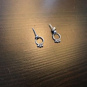 Rarely used Silver hoop dangle earring pair